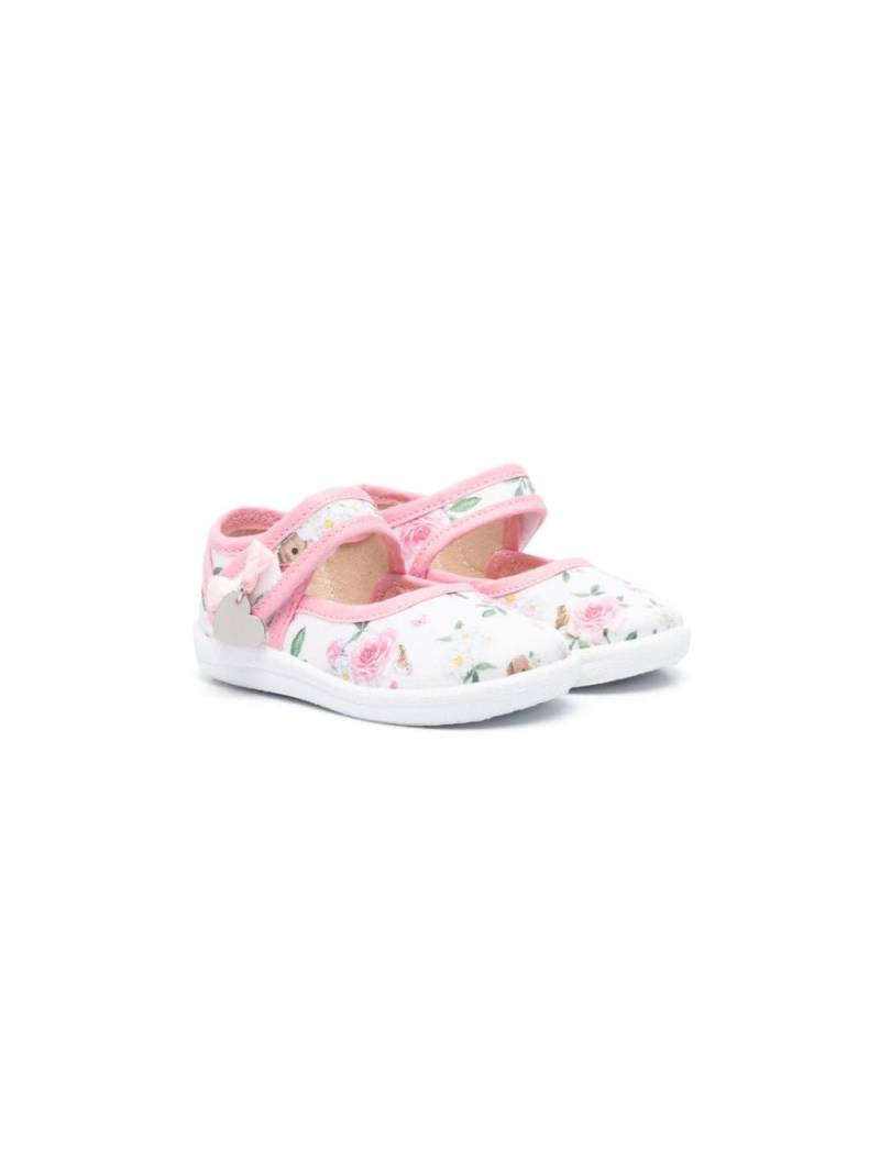 Monnalisa floral-print ballerinas - White von Monnalisa