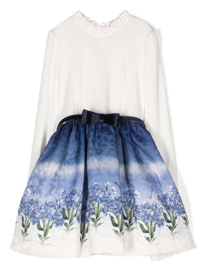 Monnalisa floral-print belted-waist dress - White von Monnalisa