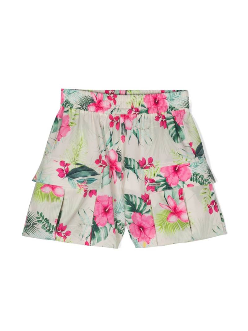 Monnalisa floral-print cotton shorts - Neutrals von Monnalisa