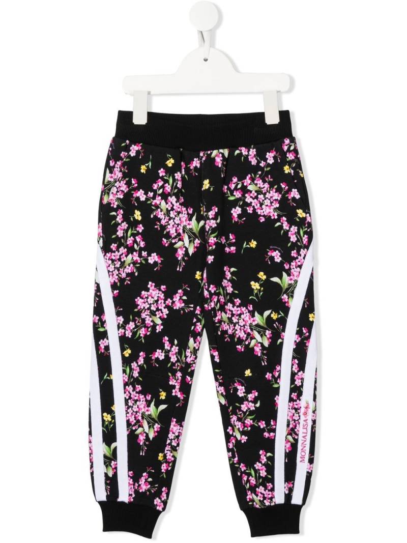 Monnalisa floral-print cotton track pants - Black von Monnalisa