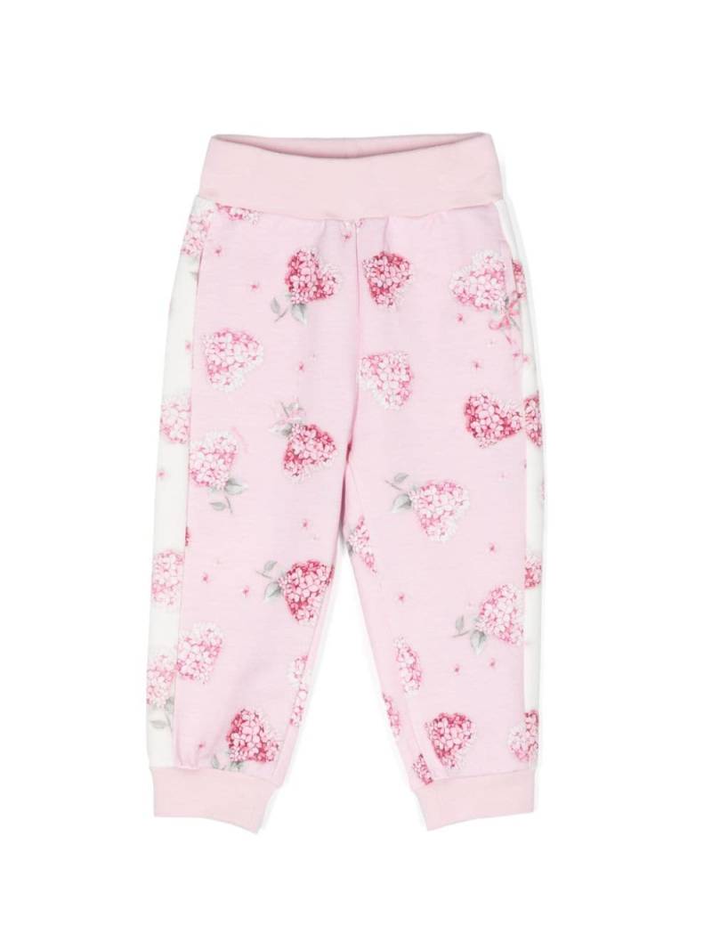 Monnalisa floral-print cotton track pants - Pink von Monnalisa