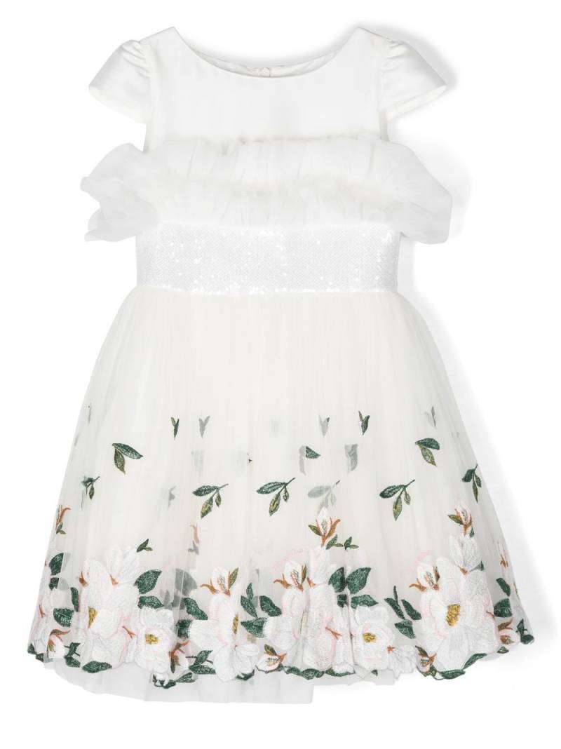 Monnalisa floral-print detail dress - White von Monnalisa