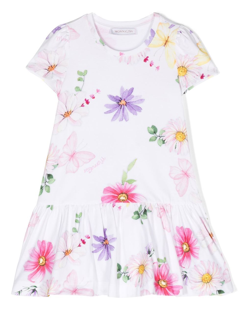 Monnalisa floral-print flared dress - White von Monnalisa