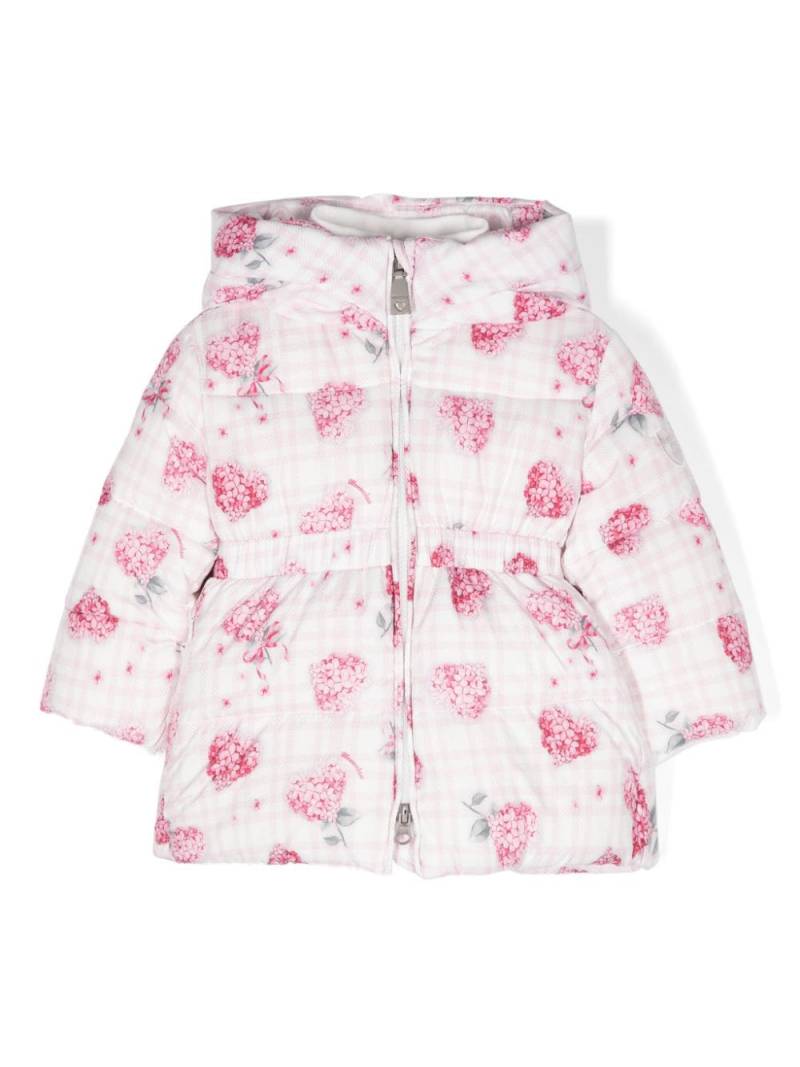 Monnalisa floral-print hooded puffer coat - White von Monnalisa