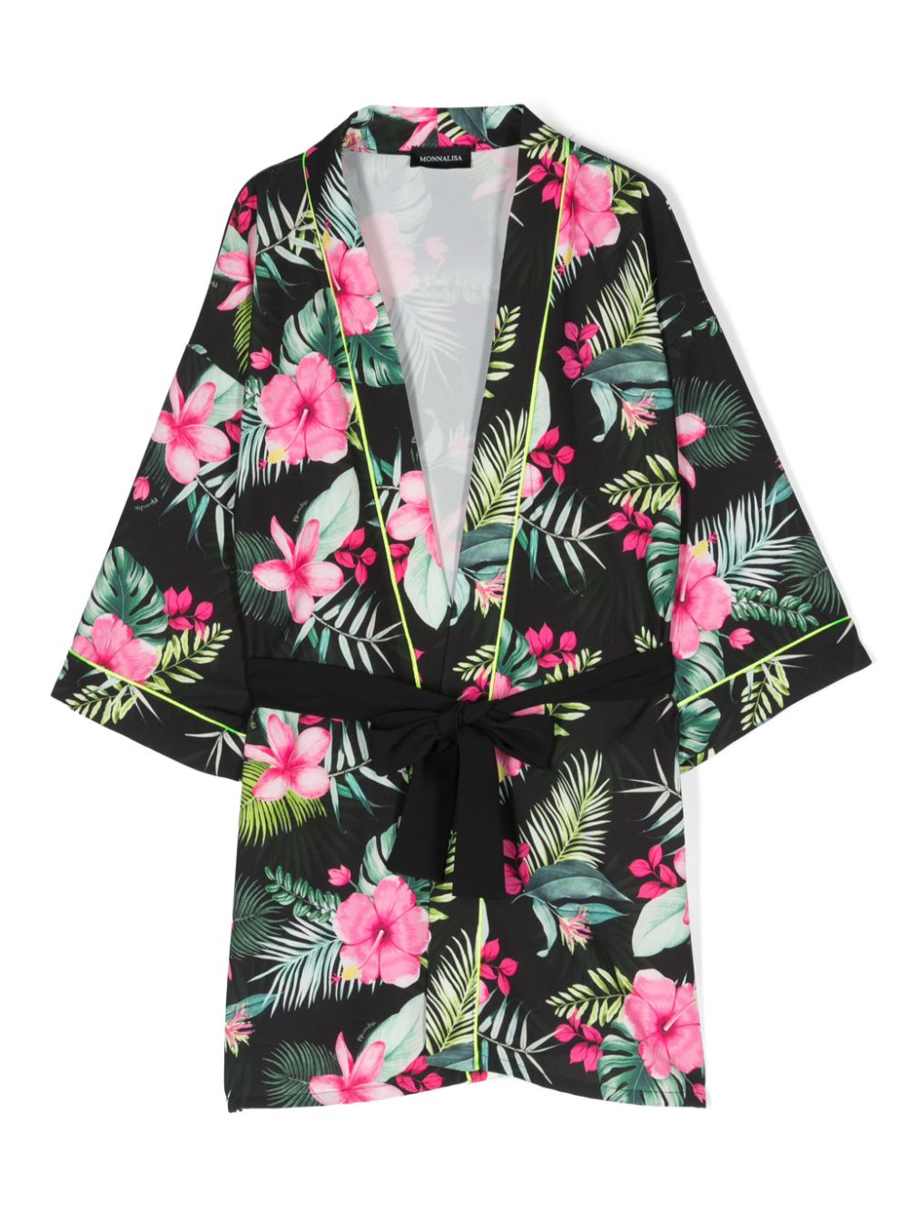 Monnalisa floral-print jersey jacket - Black von Monnalisa