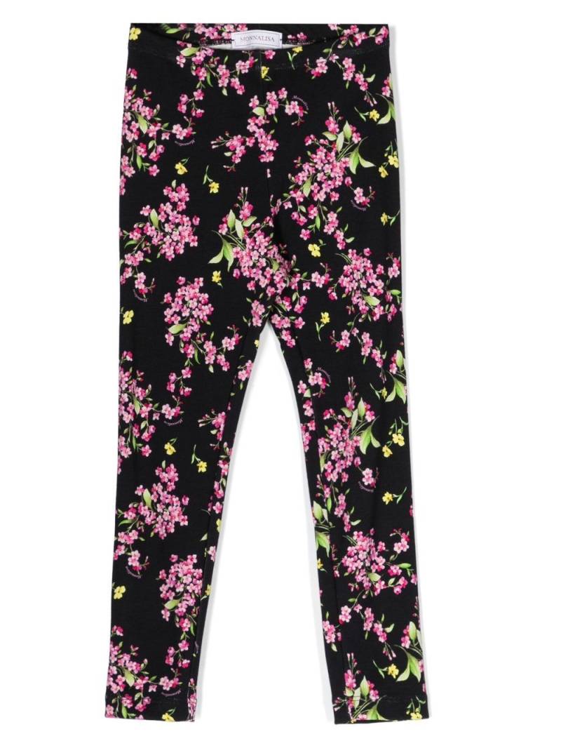 Monnalisa floral-print leggings - Black von Monnalisa