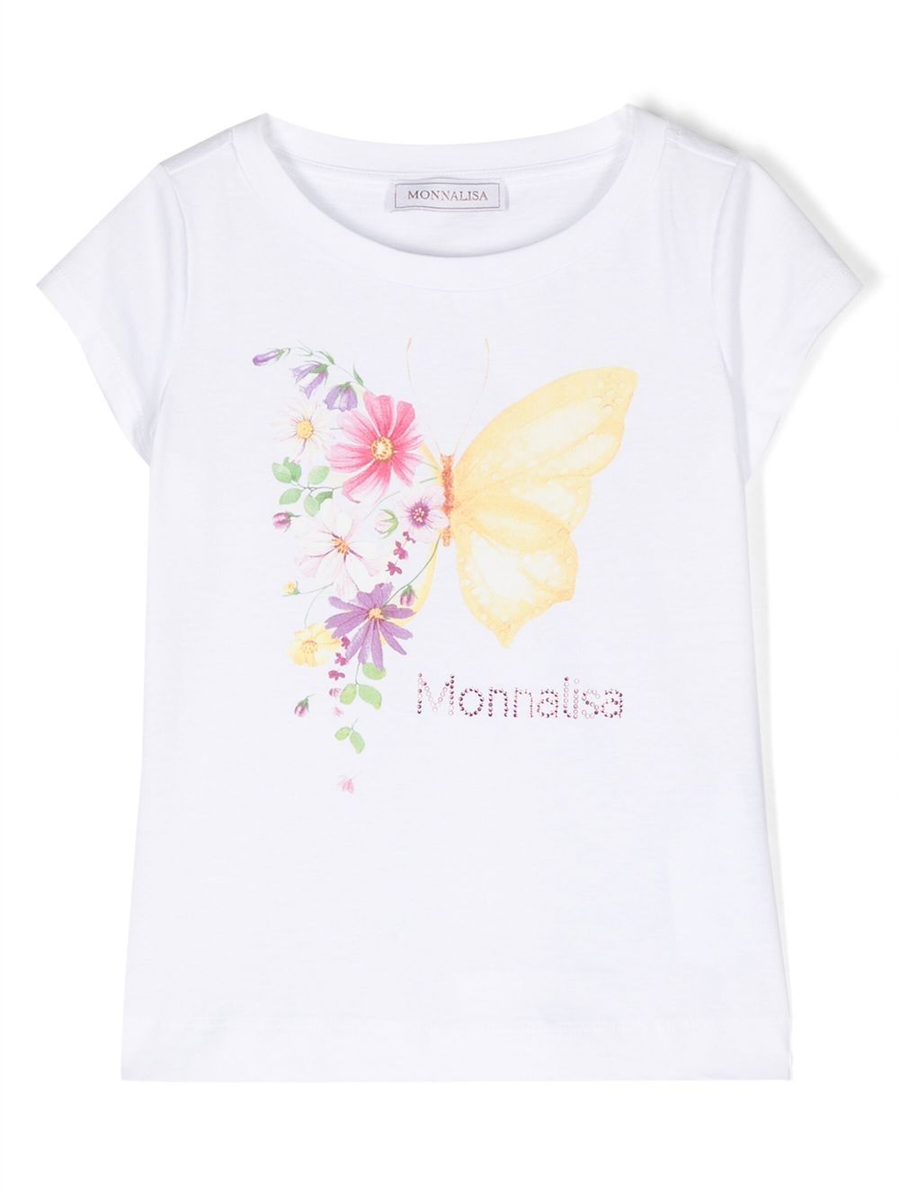 Monnalisa floral-print logo-embellished T-shirt - White von Monnalisa