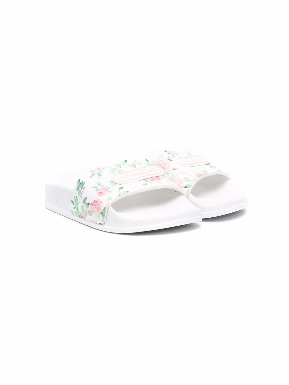 Monnalisa floral-print logo slides - White von Monnalisa