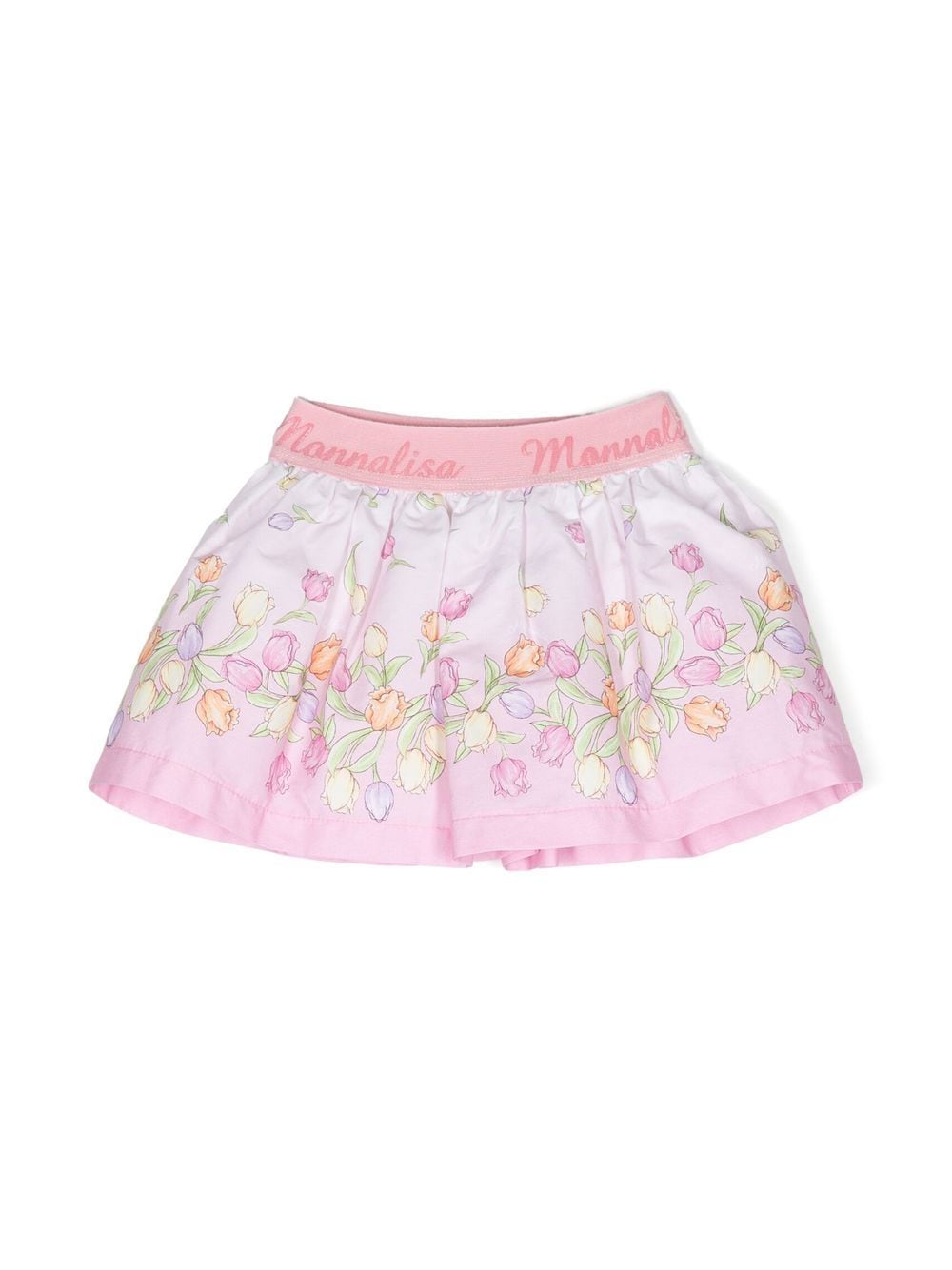 Monnalisa floral-print logo-waistband skirt - Pink von Monnalisa