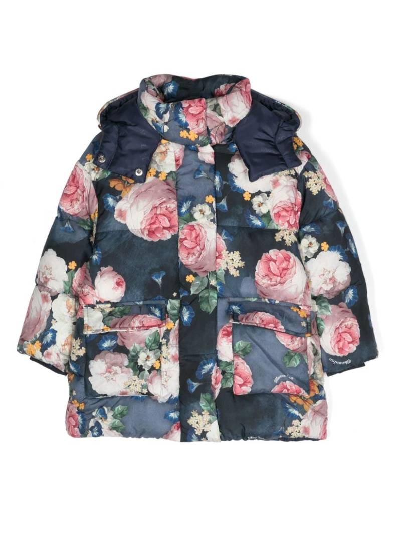 Monnalisa floral-print padded coat - Blue von Monnalisa