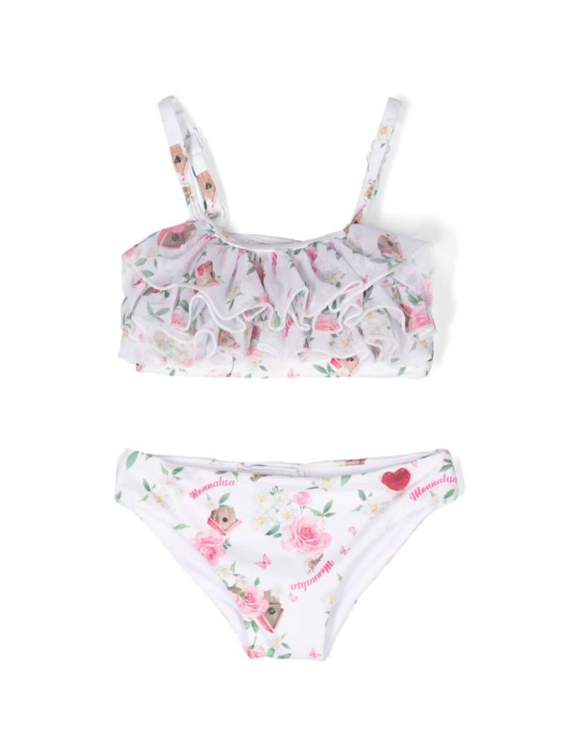 Monnalisa floral-print ruffled bikini set - White von Monnalisa