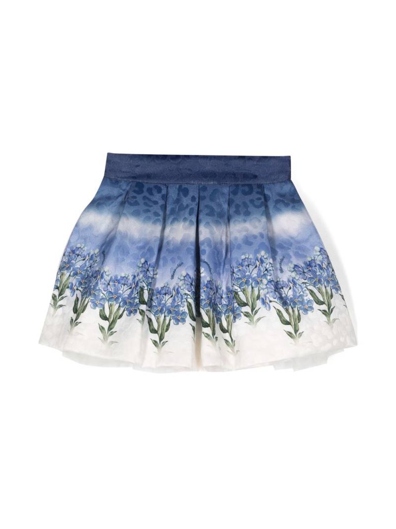 Monnalisa floral-print skirt - Blue von Monnalisa