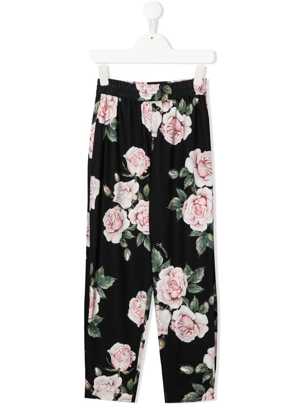 Monnalisa floral-print straight-leg trousers - Black von Monnalisa