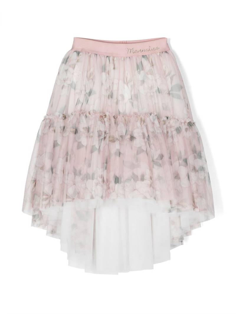 Monnalisa Pink Floral Print Tulle Tutu von Monnalisa