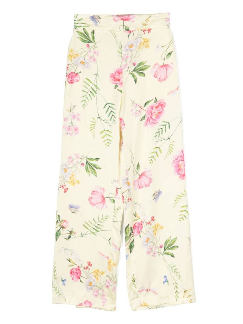 Monnalisa floral-print wide-leg trousers - Yellow von Monnalisa