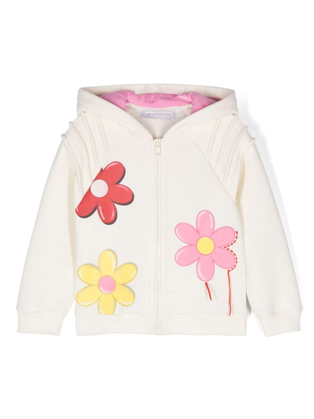 Monnalisa floral-print zip-up hoodie - Neutrals von Monnalisa