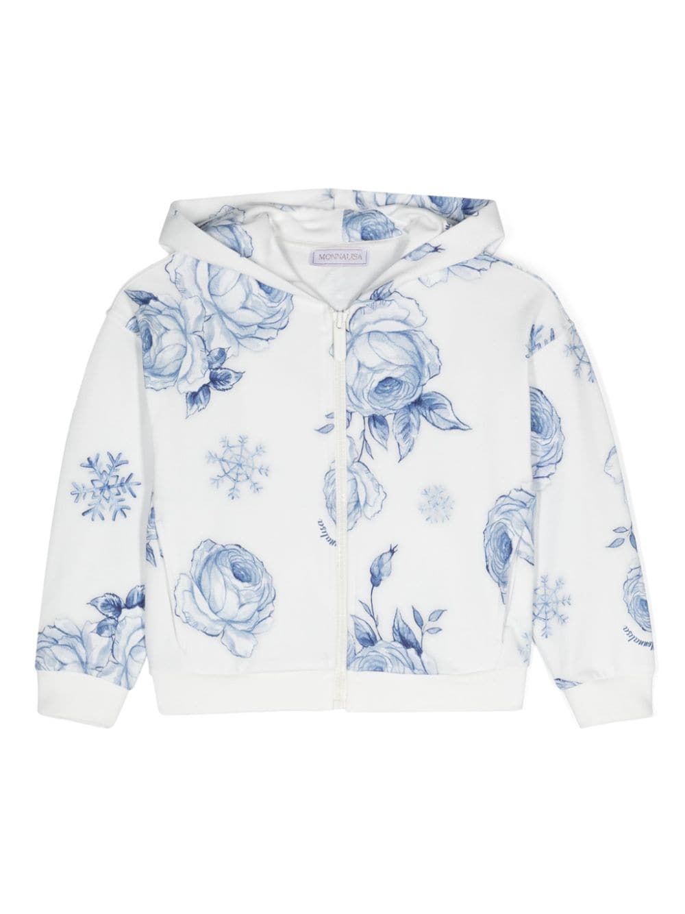 Monnalisa floral-print zipped hoodie - White von Monnalisa