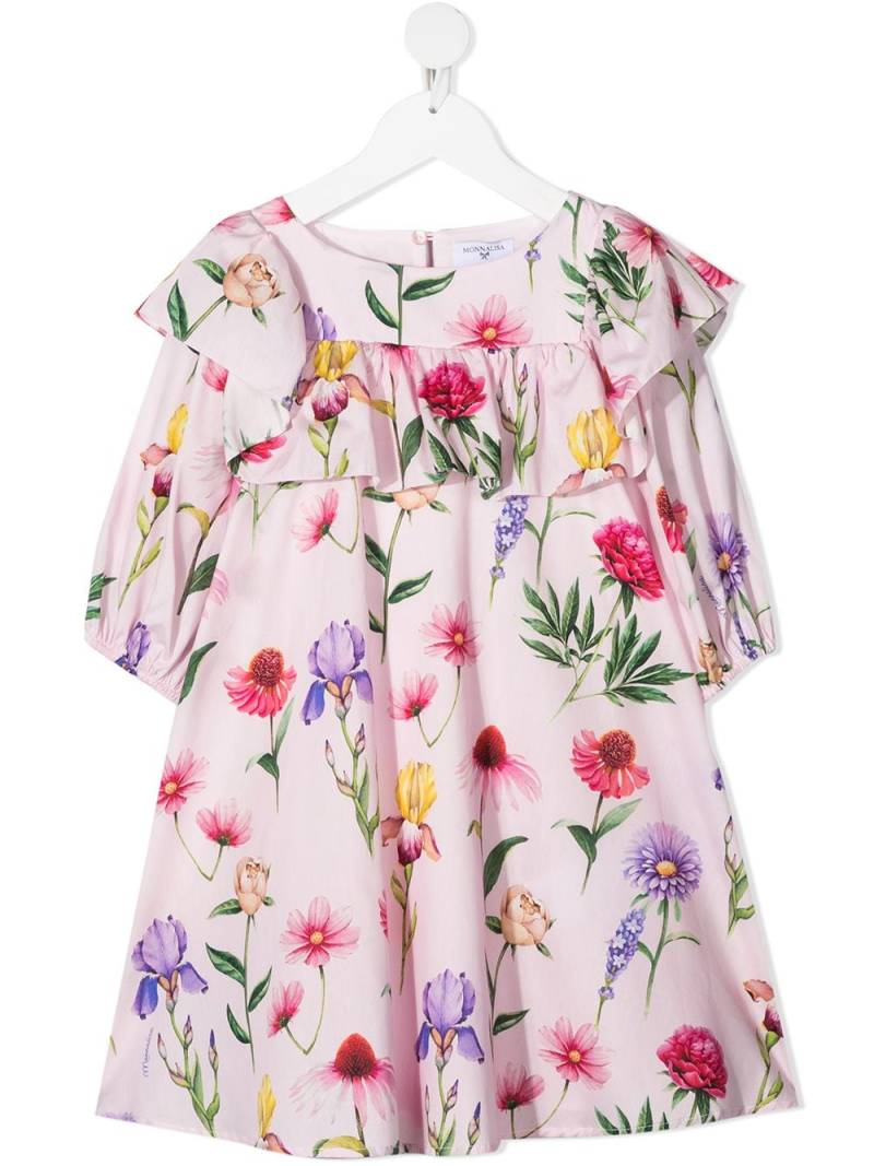 Monnalisa floral ruffle shift dress - Pink von Monnalisa