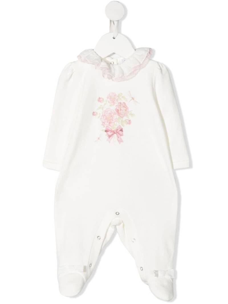 Monnalisa flower-bouquet babygrow - White von Monnalisa