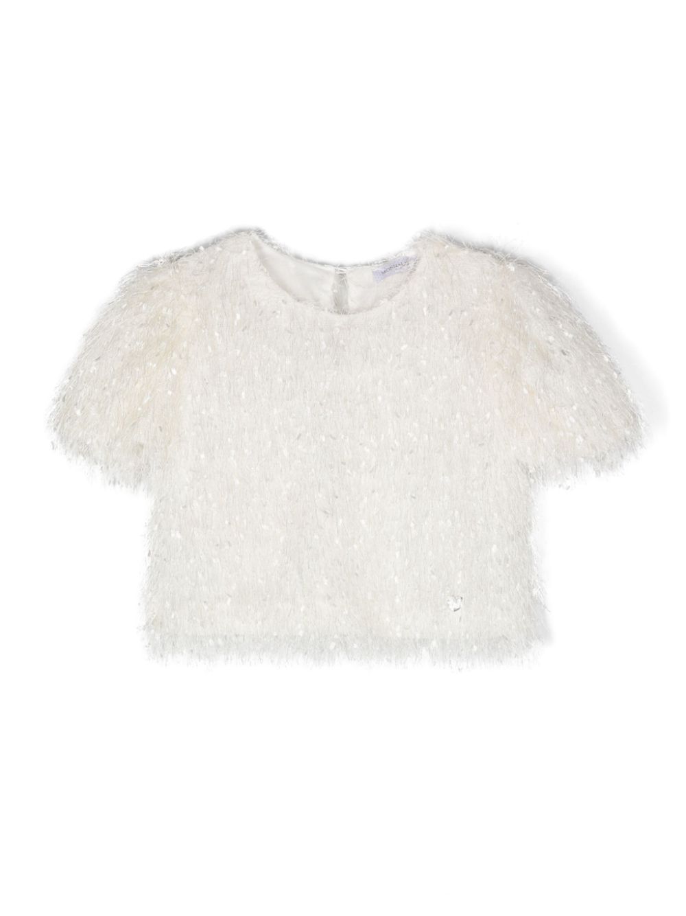 Monnalisa fringe-detail short-sleeve blouse - White von Monnalisa