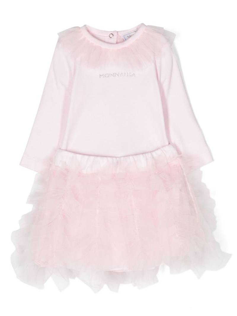 Monnalisa gem-logo ruffled tutu set - Pink von Monnalisa