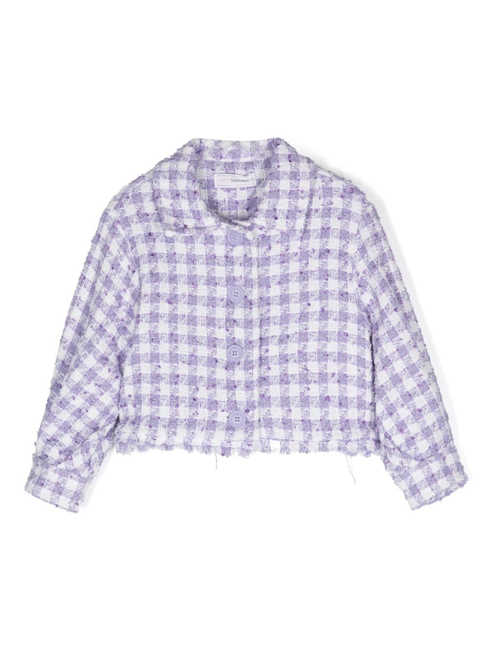 Monnalisa gingham-check tweed jacket - Purple von Monnalisa