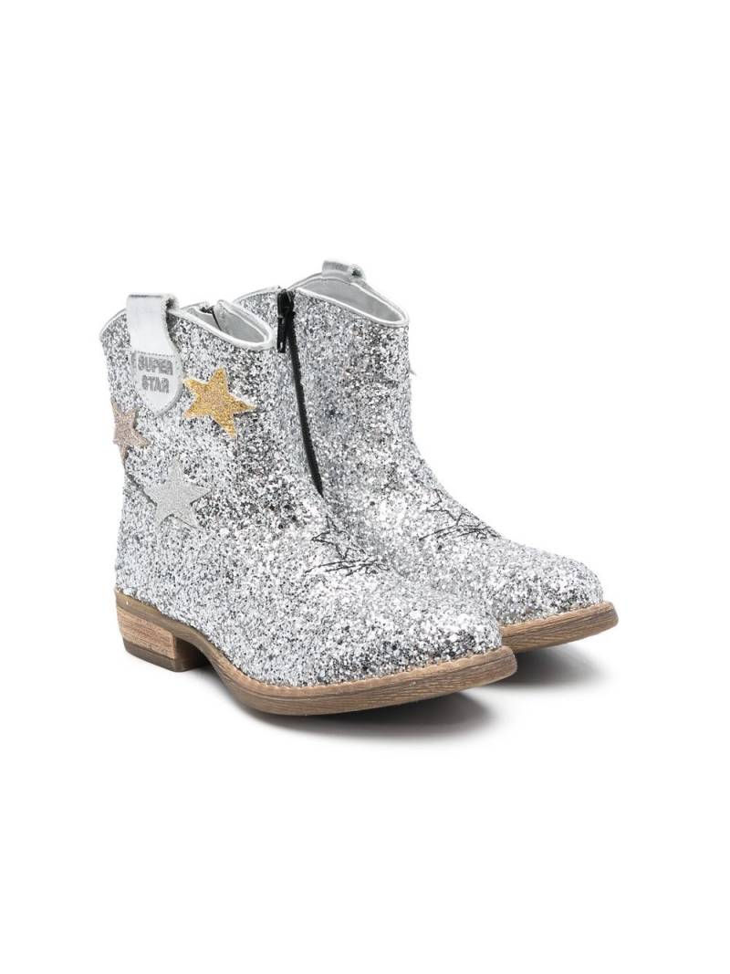 Monnalisa glitter Western 30mm boots - Silver von Monnalisa