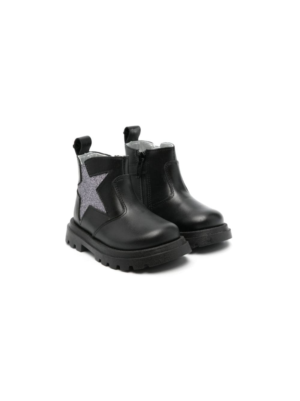 Monnalisa glitter-detailing leather boots - Black von Monnalisa