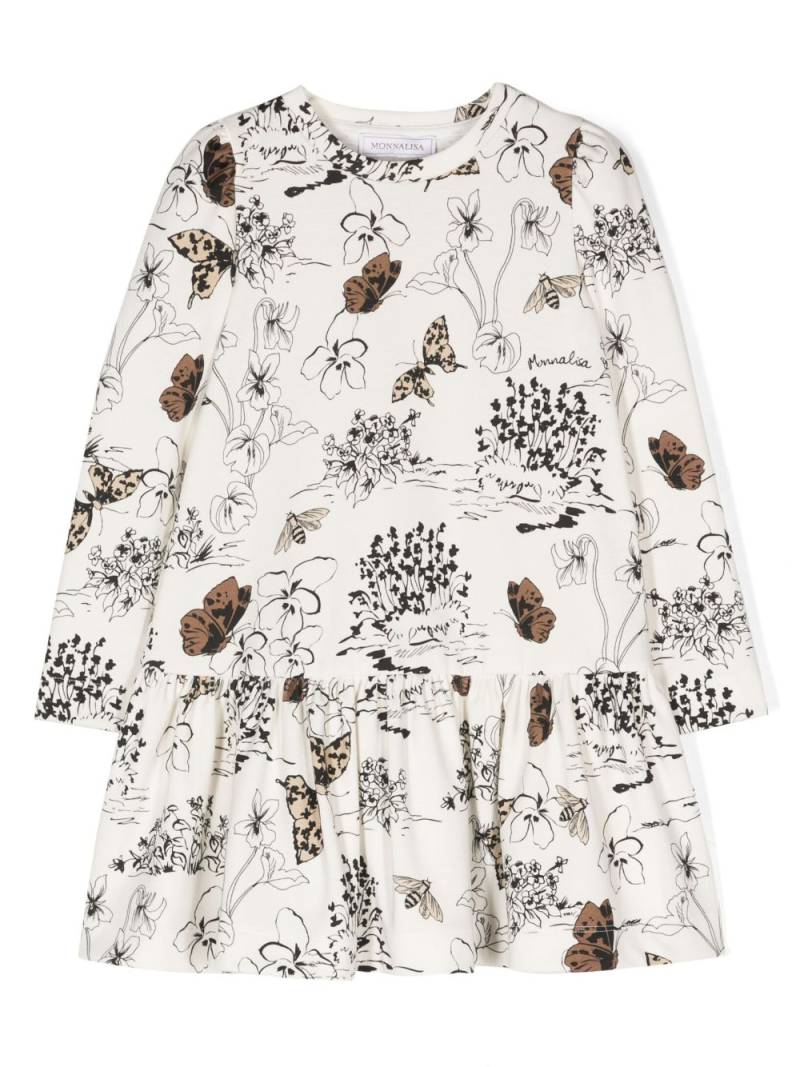 Monnalisa graphic-print flared dress - White von Monnalisa