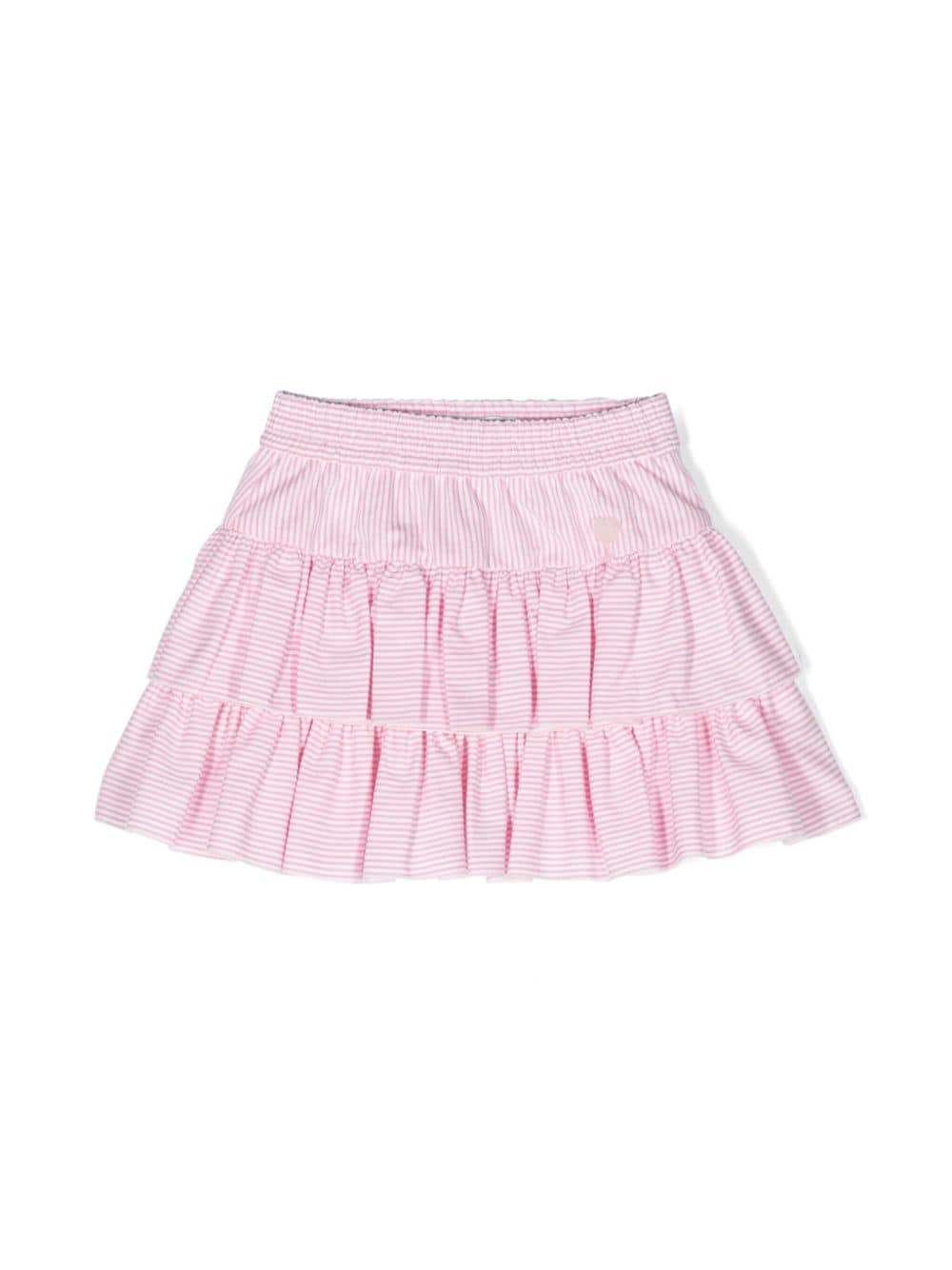 Monnalisa heart-charm striped tiered skirt - Pink von Monnalisa