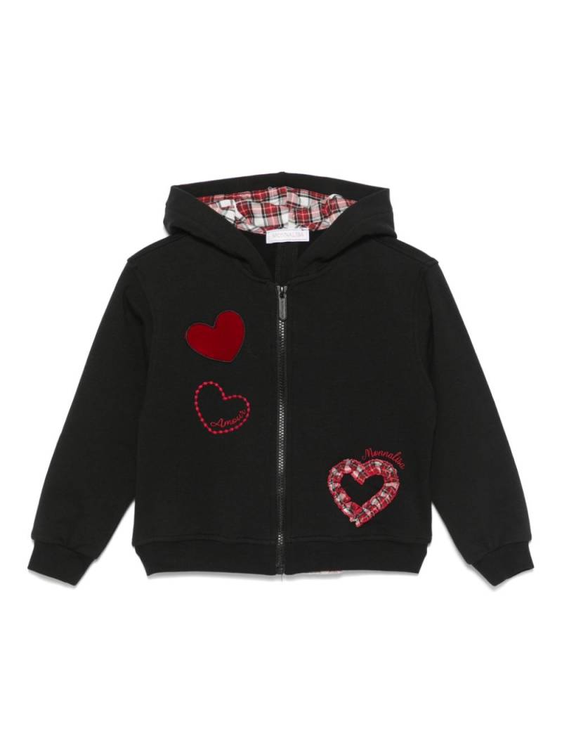 Monnalisa heart-motif hoodie - Black von Monnalisa