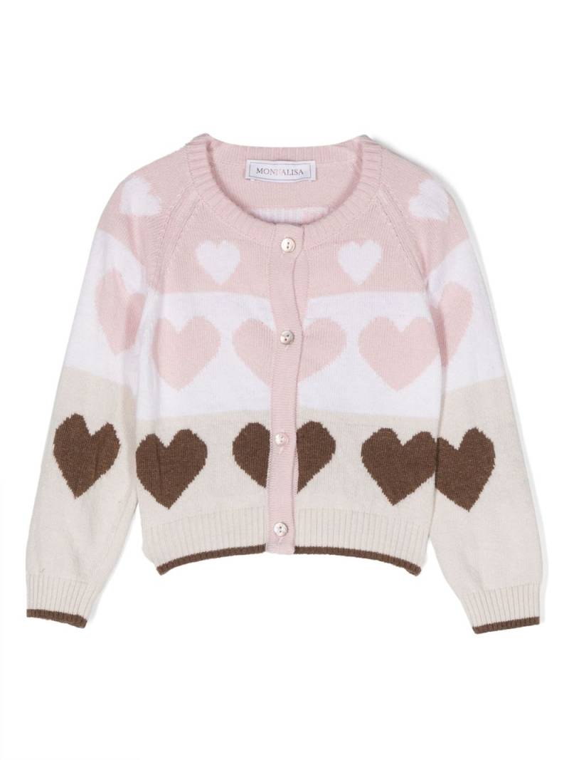 Monnalisa heart-print buttoned cardigan - White von Monnalisa