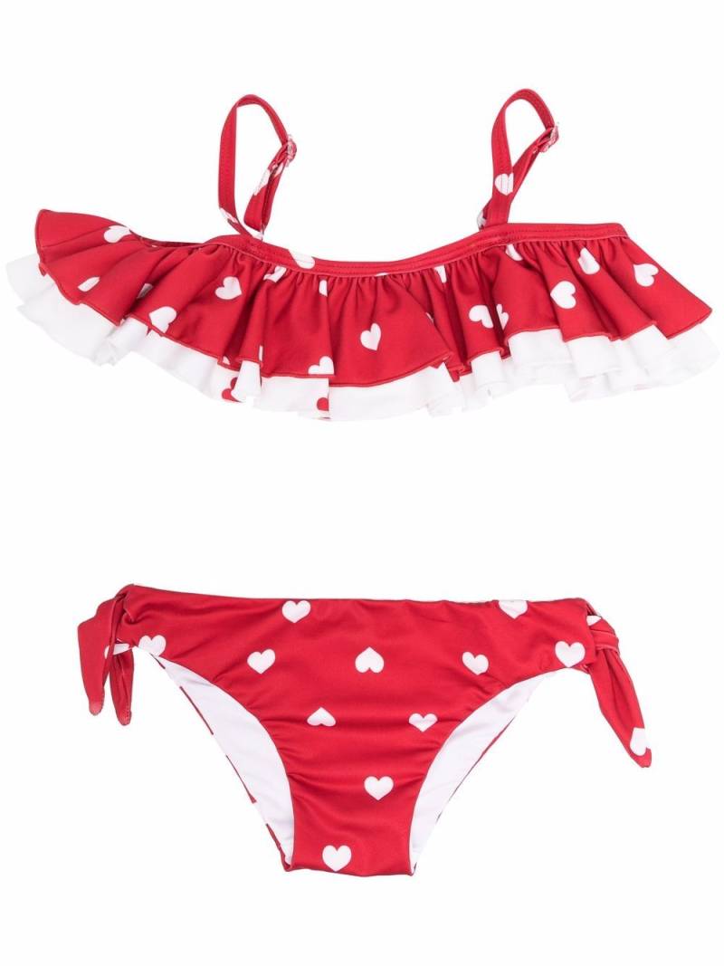 Monnalisa heart-print ruffled bikini - Red von Monnalisa