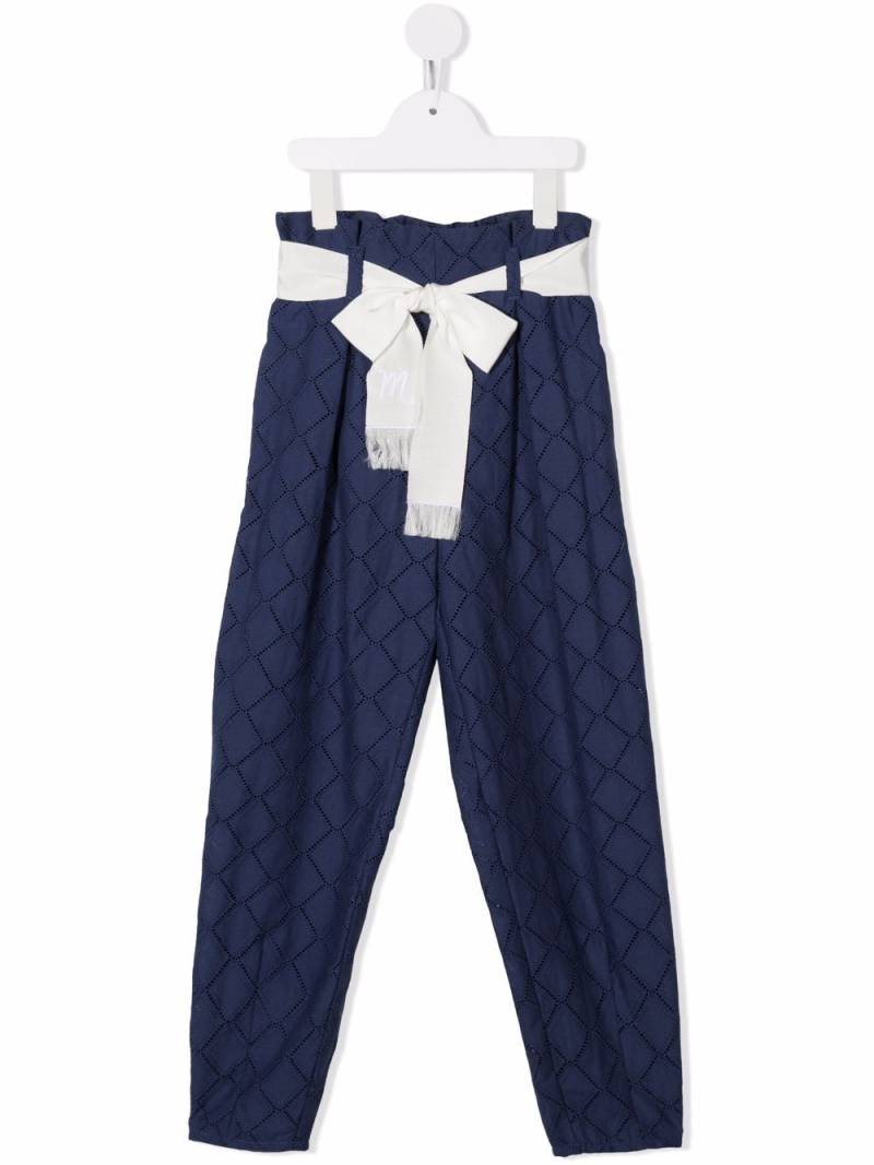 Monnalisa high-waisted diamond-pattern trousers - Blue von Monnalisa