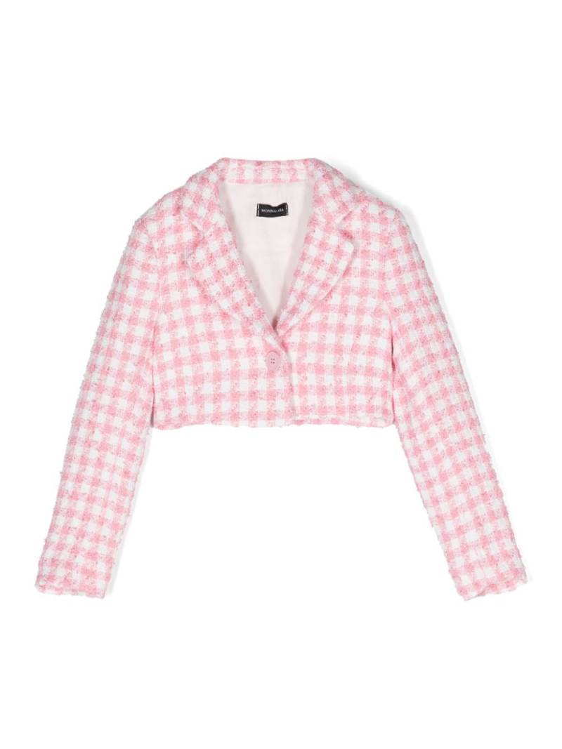 Monnalisa houndstooth bouclé cropped blazer - White von Monnalisa