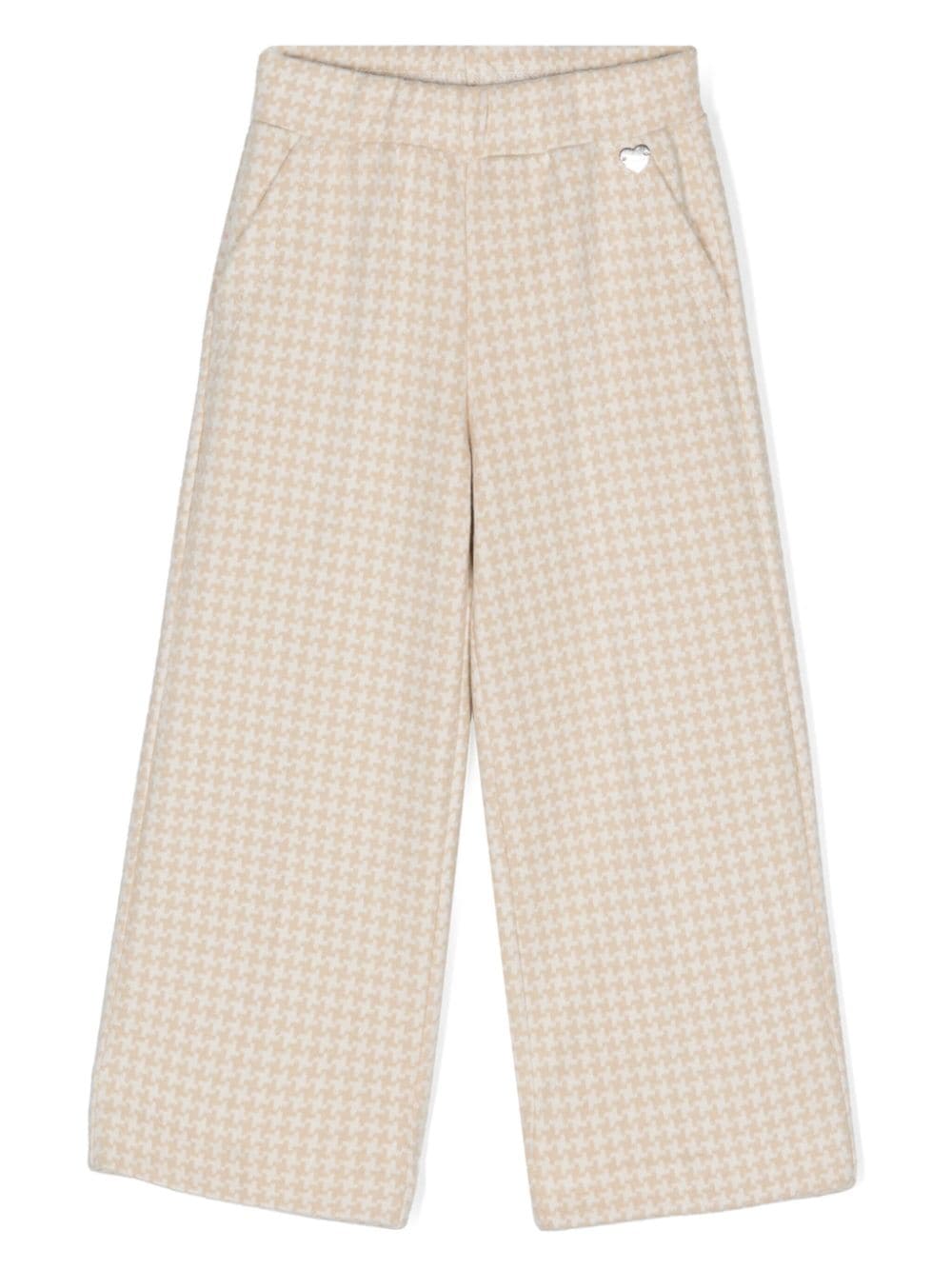 Monnalisa houndstooth wide-leg trousers - Neutrals von Monnalisa