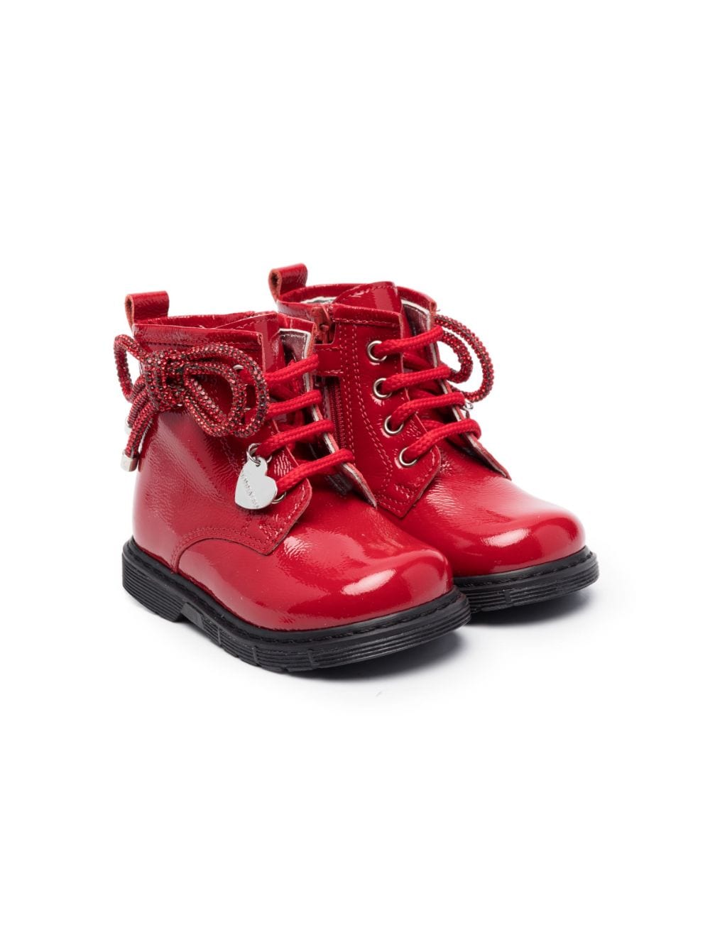 Monnalisa lace-up leather ankle boots - Red von Monnalisa