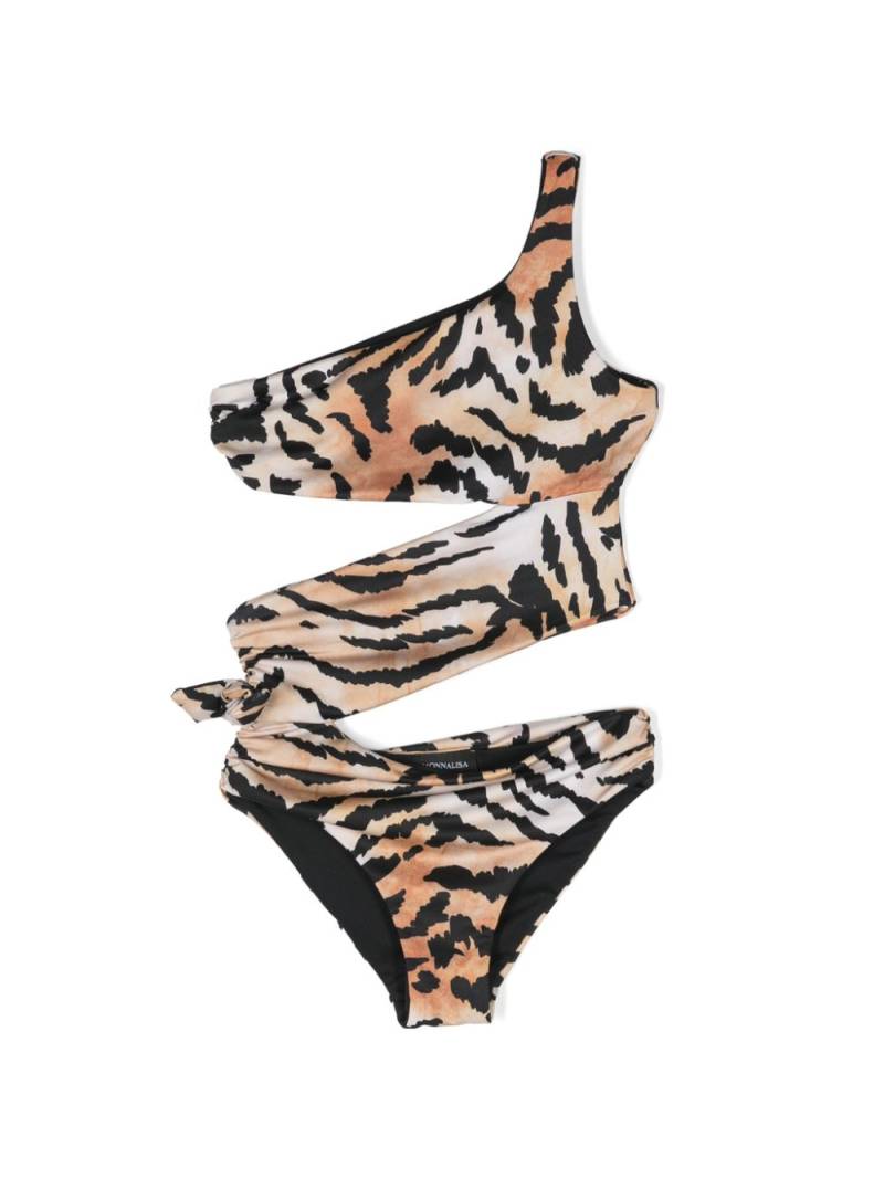 Monnalisa leopard-print cut-out swimsuit - Black von Monnalisa