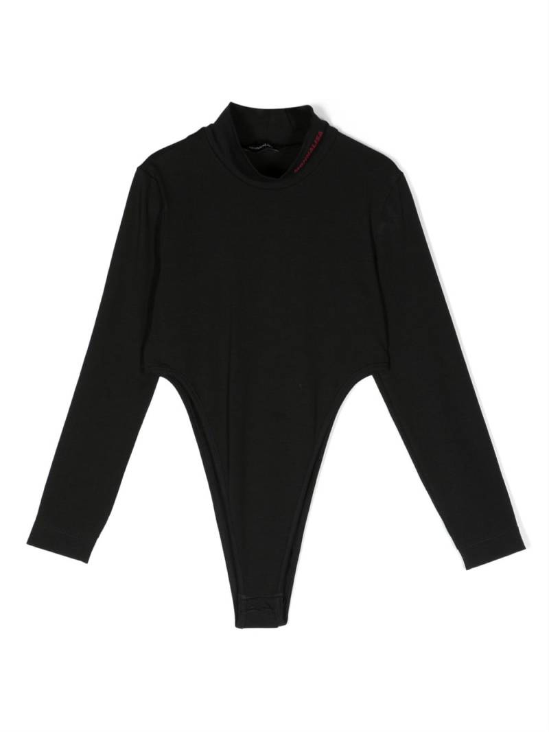 Monnalisa logo-appliqué long-sleeve bodysuit - Black von Monnalisa