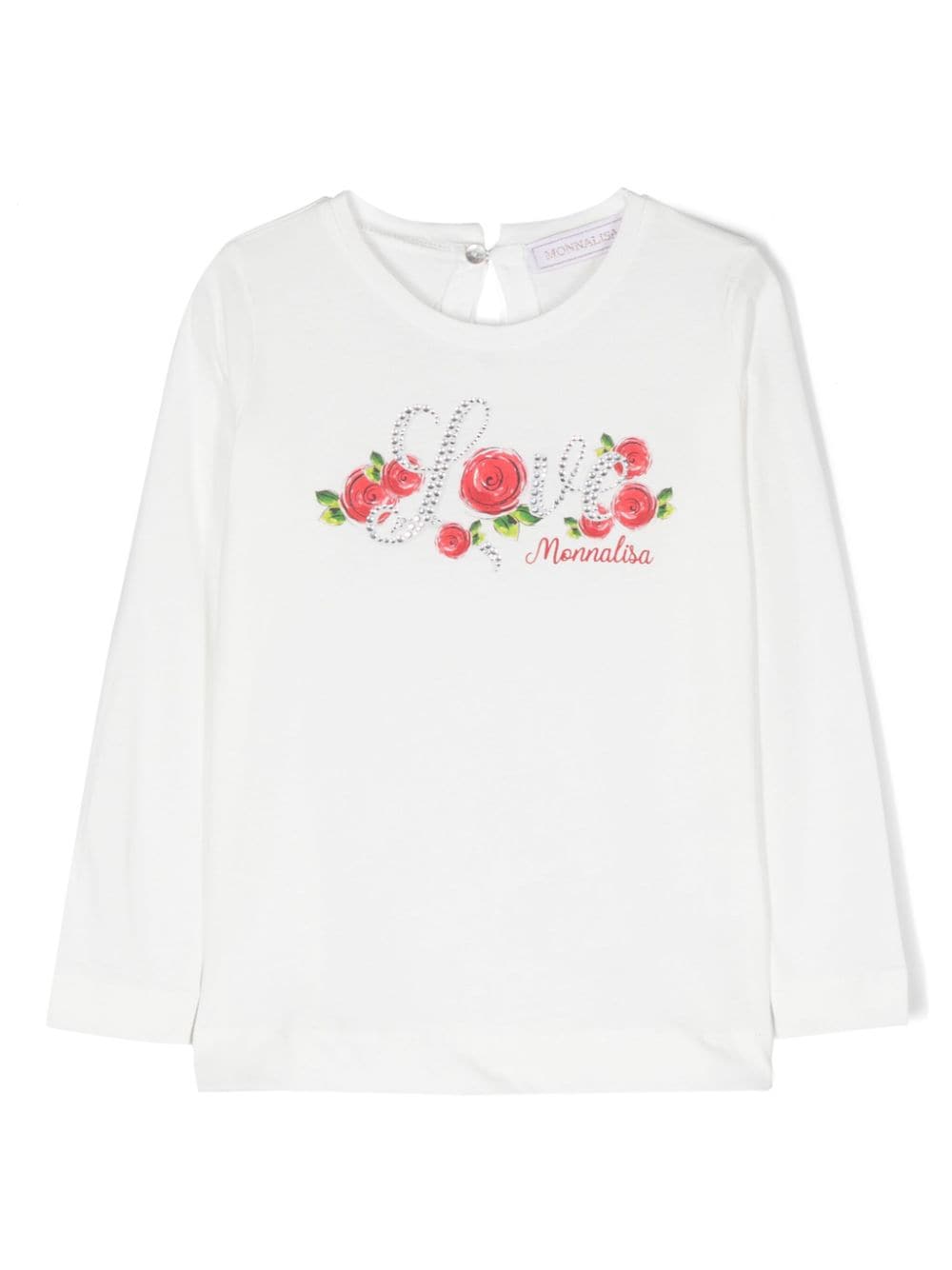 Monnalisa logo-embellished cotton T-shirt - White von Monnalisa