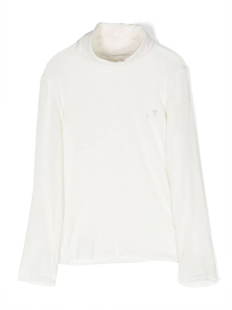 Monnalisa logo-embellished roll-neck T-shirt - White von Monnalisa