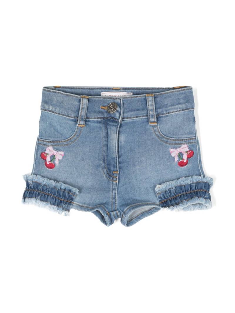 Monnalisa logo-embroidered denim shorts - Blue von Monnalisa