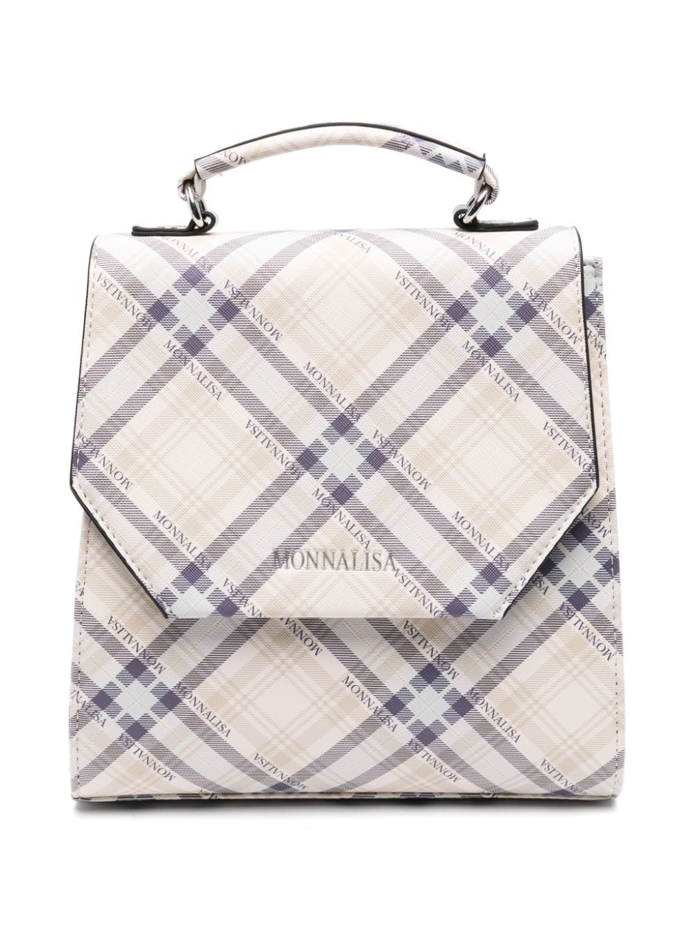 Monnalisa logo-lettering tartan backpack - Neutrals von Monnalisa