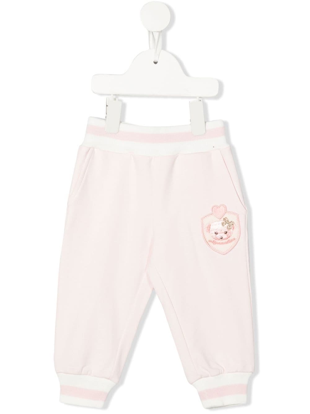 Monnalisa logo-patch cotton track pants - Pink von Monnalisa