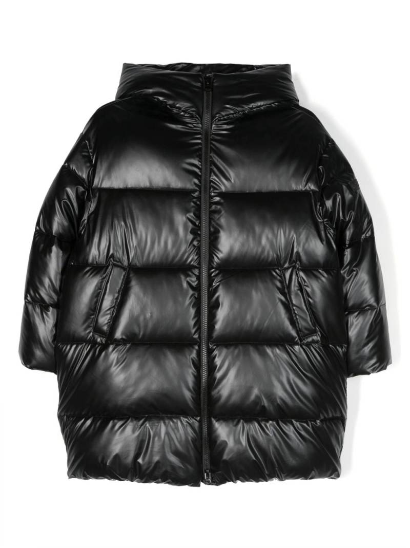 Monnalisa logo-patch hooded puffer coat - Black von Monnalisa