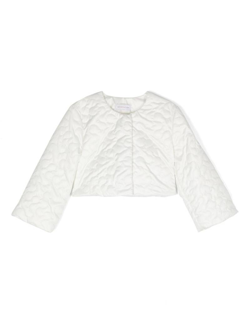 Monnalisa logo-patch quilted jacket - White von Monnalisa