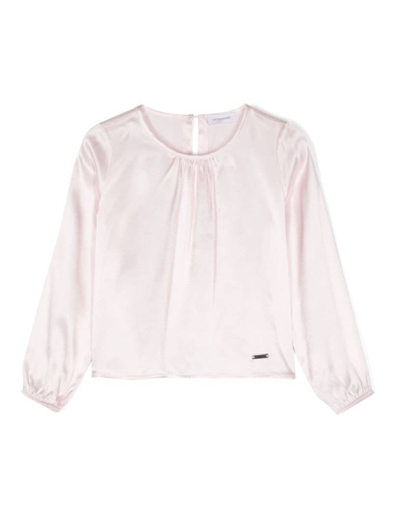 Monnalisa logo-plaque satin top - Pink von Monnalisa