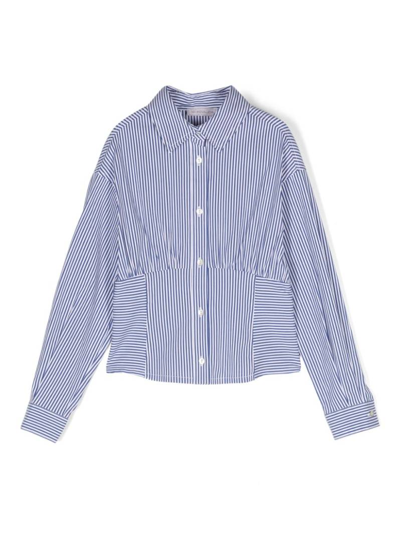 Monnalisa logo-plaque striped shirt - White von Monnalisa