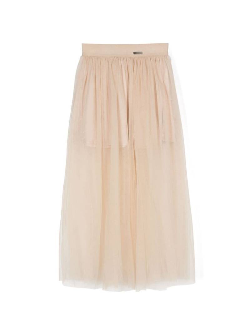 Monnalisa logo-plaque tulle skirt - Neutrals von Monnalisa