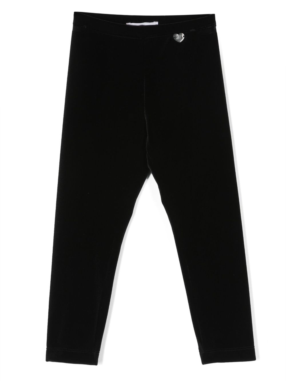 Monnalisa logo-plaque velvet leggings - Black von Monnalisa